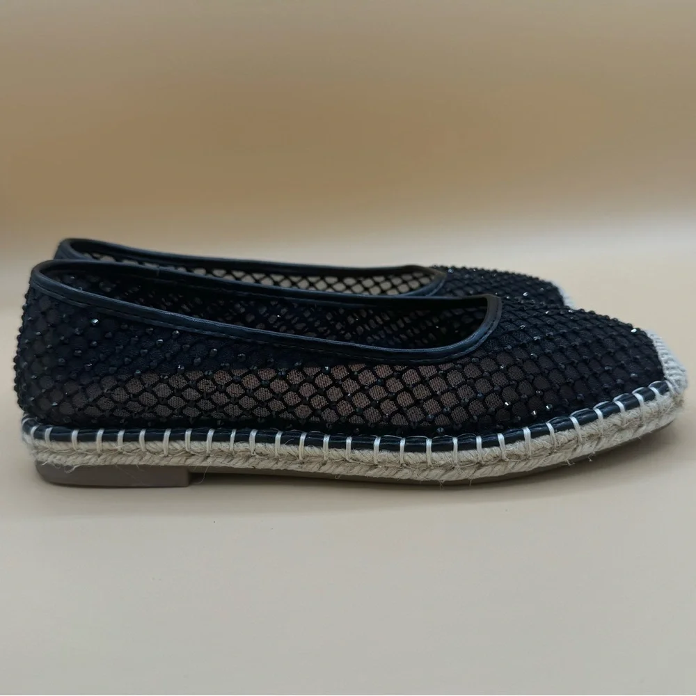 Charles by Charles David Black Beaded Mesh Espadrille‎ Flats, Women’s 6, EUC
